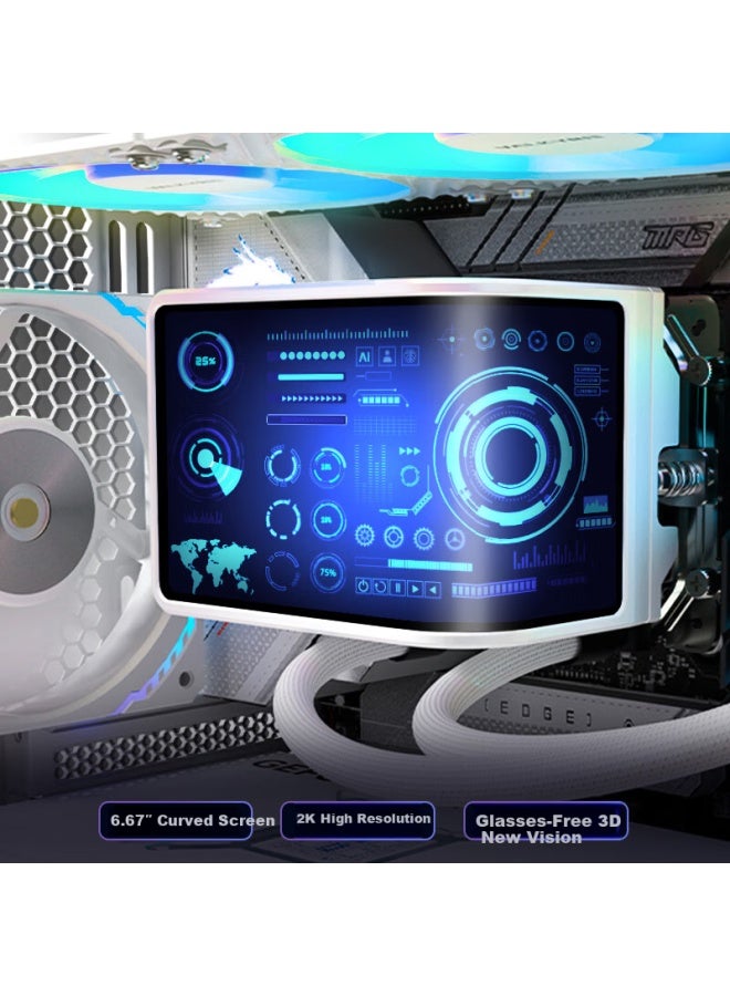 Valkyrie N360 White Vk All-in-one Cpu Liquid Cooler 6.67-inch Amoled Curved Screen Supports Am5/1700/1851 Dual Ball Bearing Argb Fans