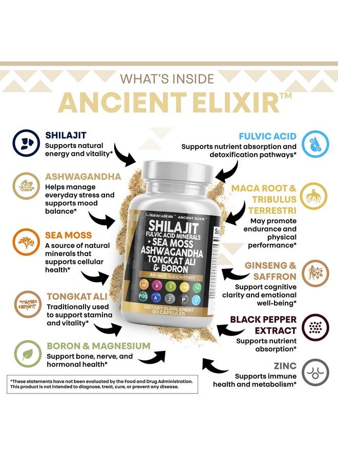 Clean Nutraceuticals مكمل شيلاجيت من كلين نيوتراسيتيكالز للرجال مع طحالب البحر، تونغكات علي، أشواغاندا، بورون، زنك، CoQ10، PQQ - كبسولات حمض الفولفيك - دعم الطاقة - 90 حبة - بديل الراتنج، الجيلي والبودرة - Image 3