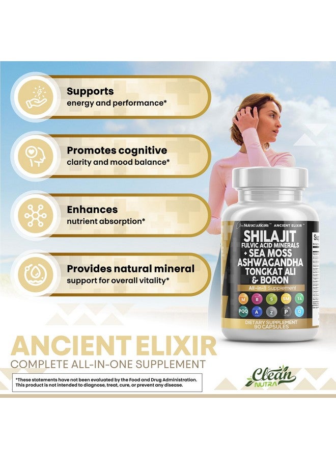 Clean Nutraceuticals مكمل شيلاجيت من كلين نيوتراسيتيكالز للرجال مع طحالب البحر، تونغكات علي، أشواغاندا، بورون، زنك، CoQ10، PQQ - كبسولات حمض الفولفيك - دعم الطاقة - 90 حبة - بديل الراتنج، الجيلي والبودرة - Image 5
