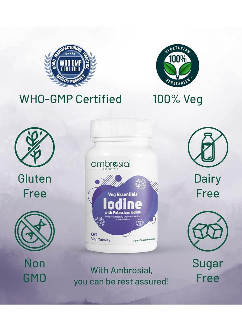ambrosial - Iodine 5000Mcg With 7500 Mcg Potassium Iodide High Strength Iodine Tablets- 60 Vegtablets - Image 1