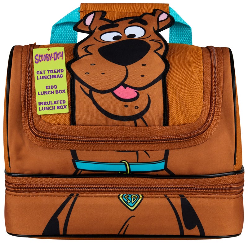 Get Trend Scooby Doo Lunch Box Insulated with Two Compartments for Kids Teens Work Travel Picnic Beach Cooler Sack (Brown Scooby Doo) - Image 1