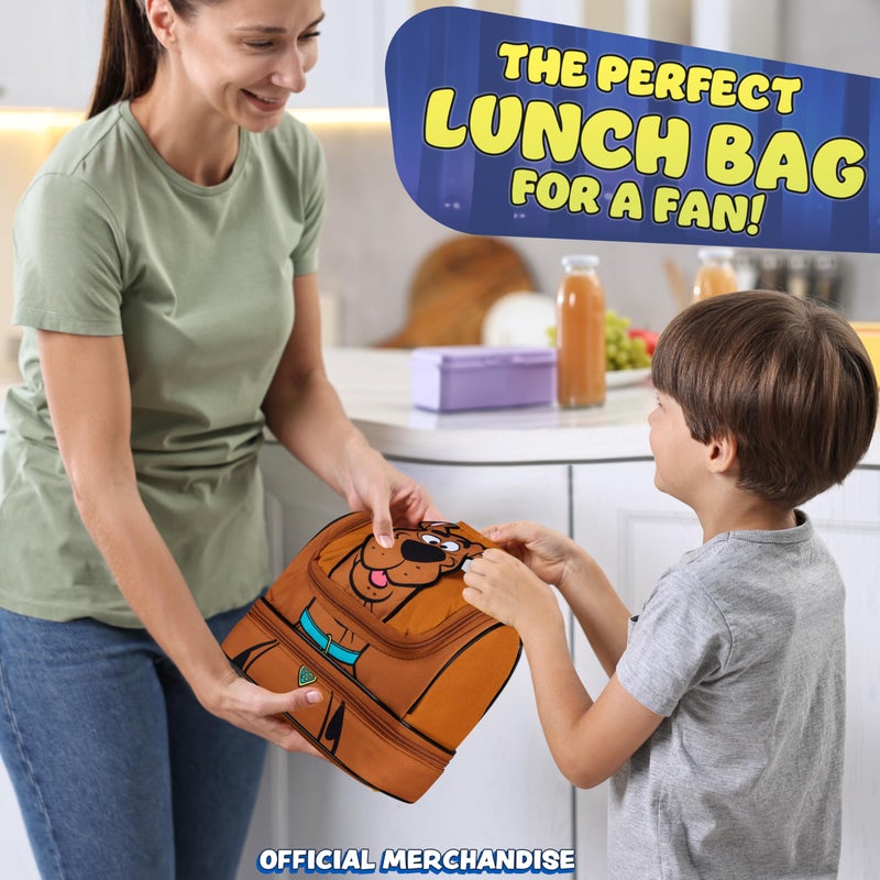 Get Trend Scooby Doo Lunch Box Insulated with Two Compartments for Kids Teens Work Travel Picnic Beach Cooler Sack (Brown Scooby Doo) - Image 3