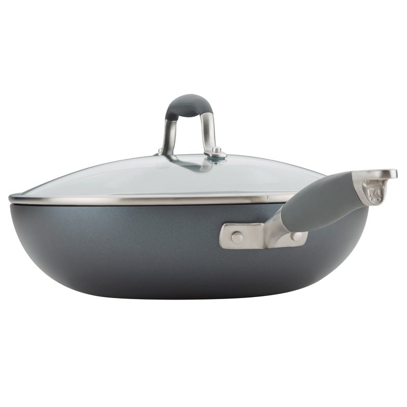 Anolon Advanced Hard Anodized Nonstick Frying Pan/ Fry Saute All Purpose Pan with Lid - 12 Inch, Gray - Image 4