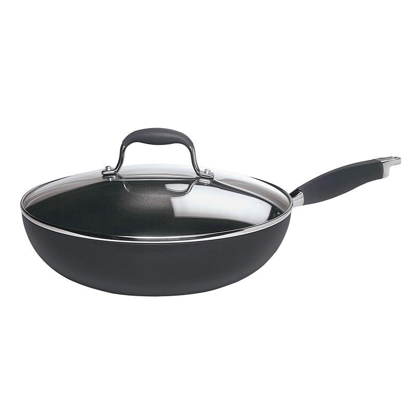 Anolon Advanced Hard Anodized Nonstick Frying Pan/ Fry Saute All Purpose Pan with Lid - 12 Inch, Gray - Image 1