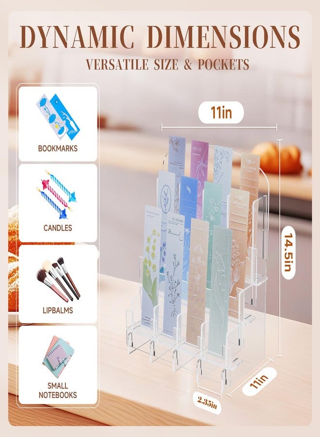 Toutrop Bookmark Display Stand for Vendors, 8 Compartments Acrylic Bookmark Display for 2.2'' , Mobile-Friendly Design - Versatile Holder for Craft Fairs, Vendor Booths, and Shops (8C) - Image 2