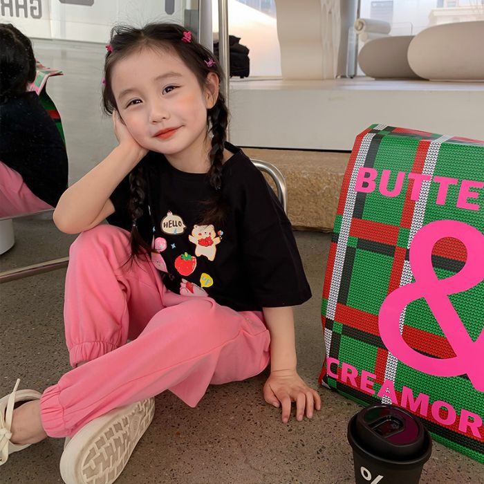 2026 Korean Style Short-Sleeved T-Shirt For Baby Girls, 100% Pure Cotton, Fashionable, Loose, Stylish And Versatile Short-Sleeved T-Shirt - Image 1
