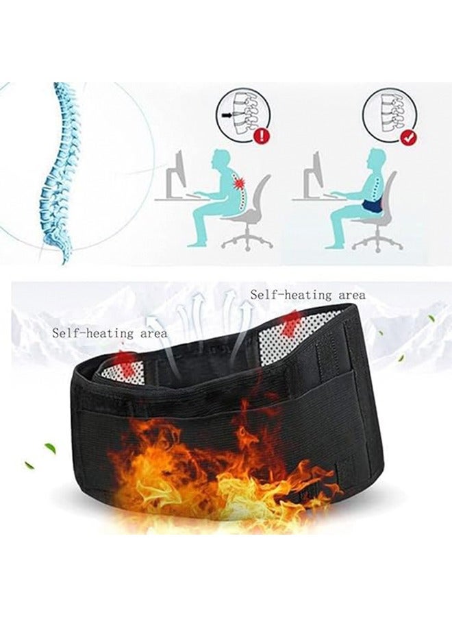 Generic Self Heating Waistband Adjustable Self-Heating Waist Brace for Women Men Lumbar Support Belt Lower Back Brace Protecting the Palace and Warming the Stomach for Cold Weather Black/White Size L - Image 2