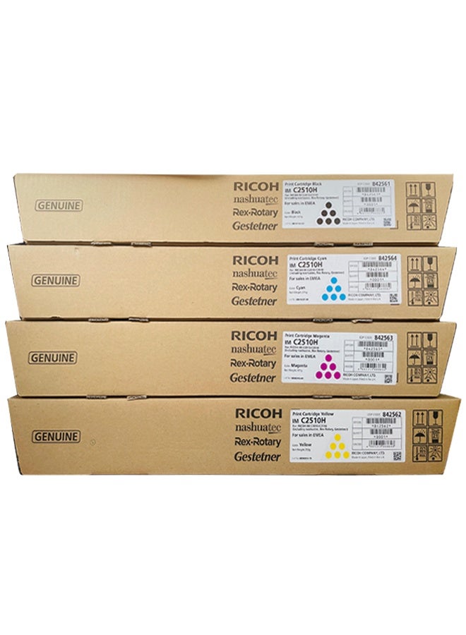 RICOH Original Ricoh IM C2510H  High Capacity Toner Cartridges Black Toner (EDP 842561)Cyan Toner (EDP 842564)Magenta Toner (EDP 842563) Yellow Toner (EDP 842562) Compatibility: For Use Ricoh IMC C2010/C2510. - Image 1