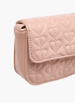 Flora Bella By Shoexpress Heart Embroidered Crossbody Bag with Strap Handle and Flap Closure  - Image 4
