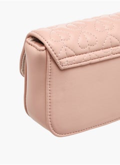 Flora Bella By Shoexpress Heart Embroidered Crossbody Bag with Strap Handle and Flap Closure  - Image 5