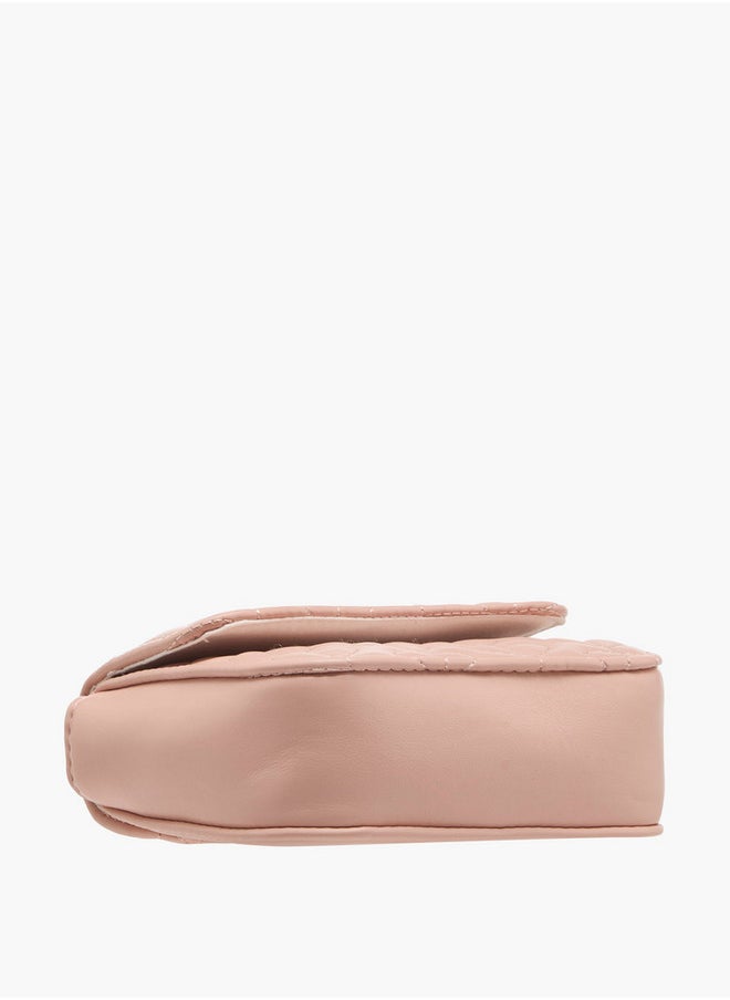 Flora Bella By Shoexpress - Heart Embroidered Crossbody Bag with Strap Handle and Flap Closure - Image 1