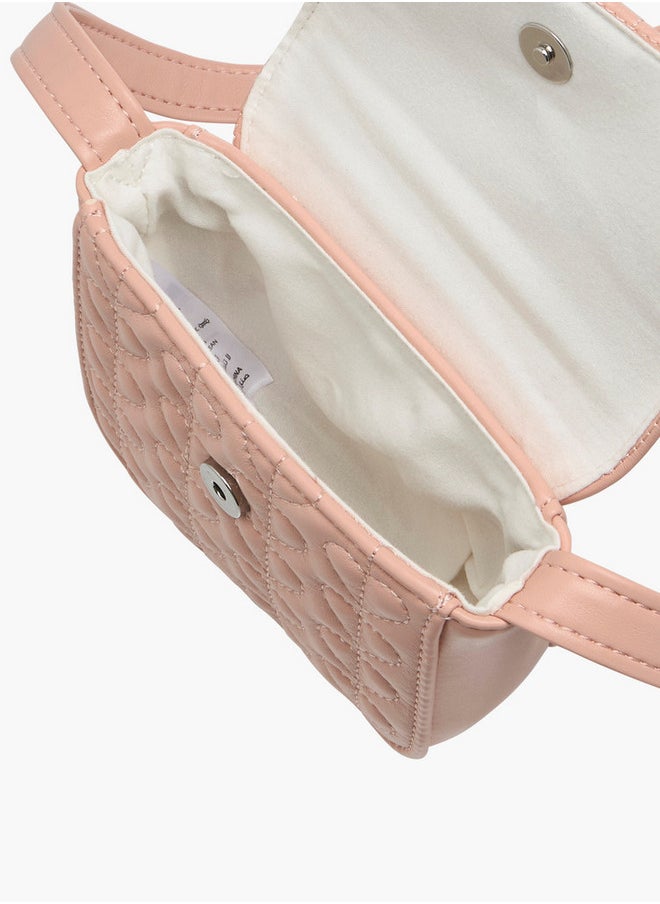 Flora Bella By Shoexpress - Heart Embroidered Crossbody Bag with Strap Handle and Flap Closure - Image 1