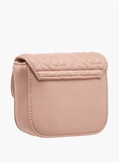 Flora Bella By Shoexpress Heart Embroidered Crossbody Bag with Strap Handle and Flap Closure  - Image 3