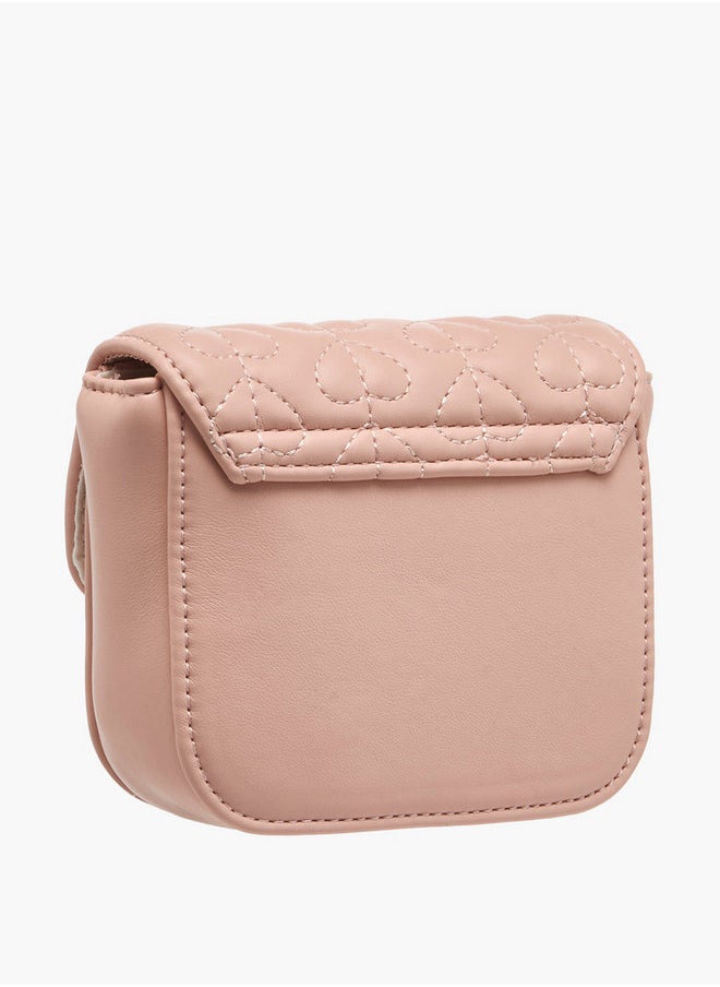 Flora Bella By Shoexpress - Heart Embroidered Crossbody Bag with Strap Handle and Flap Closure - Image 1