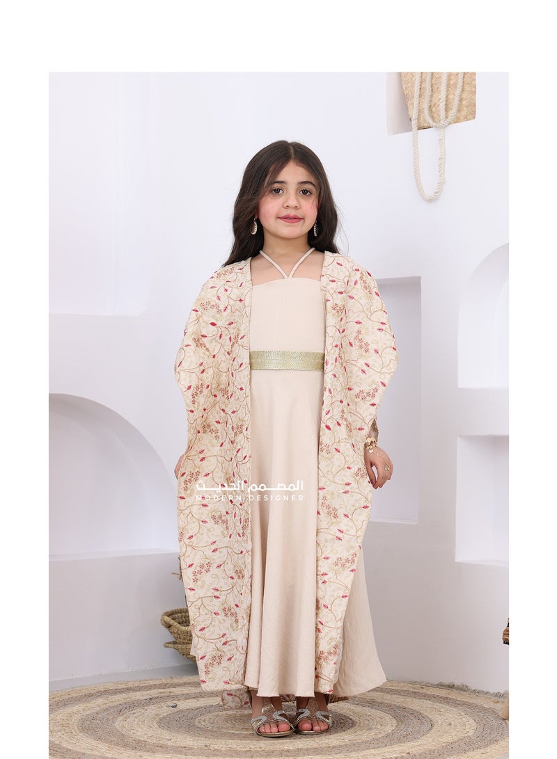 Modern Design Luxurious girls' jalabiya for Eid. A distinctive and luxurious jalabiya for Eid occasions. This jalabiya is distinguished by its elegant design, suitable for every special occasion. - Image 1