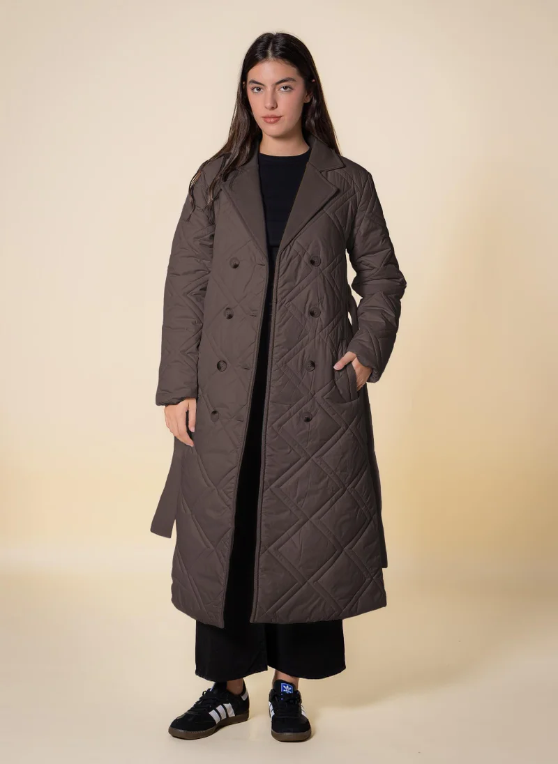 SHAPES DETAILED LONG PUFFER JACKET