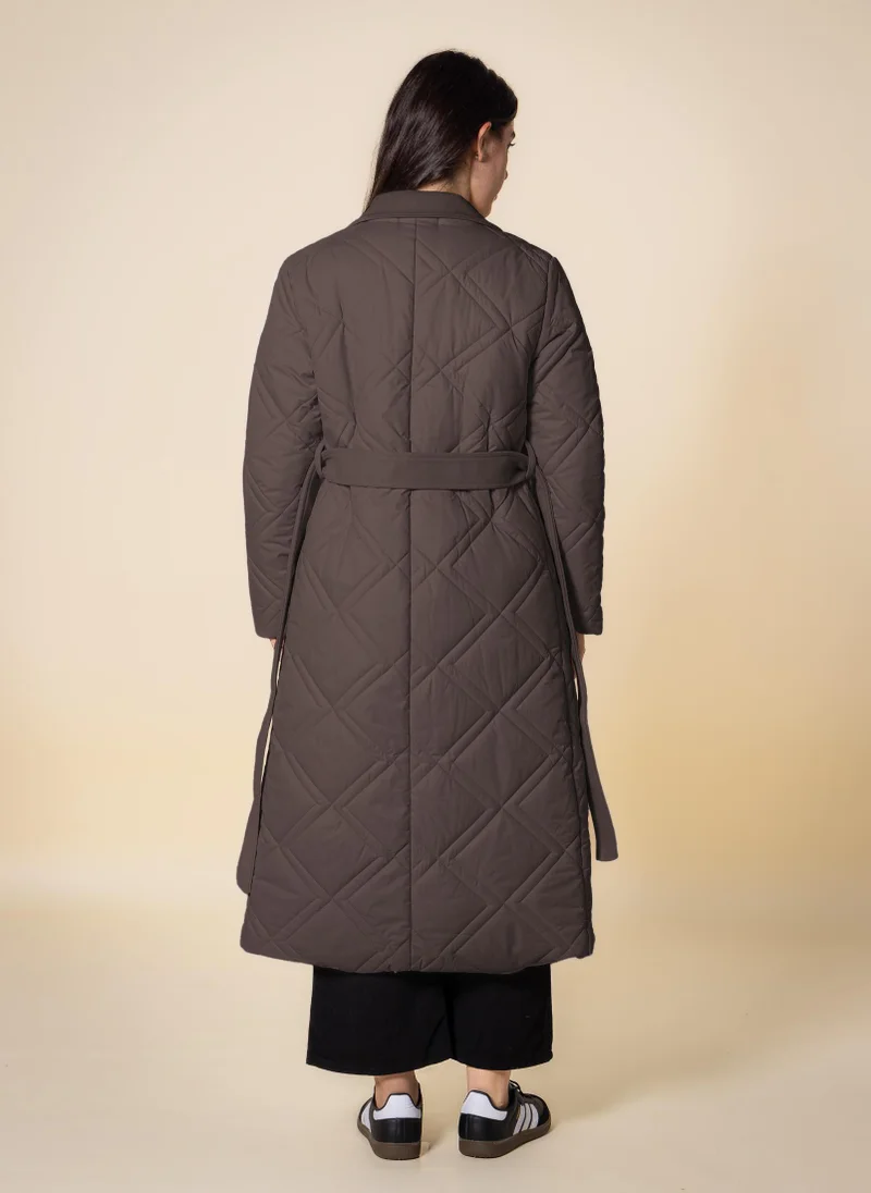 SHAPES DETAILED LONG PUFFER JACKET