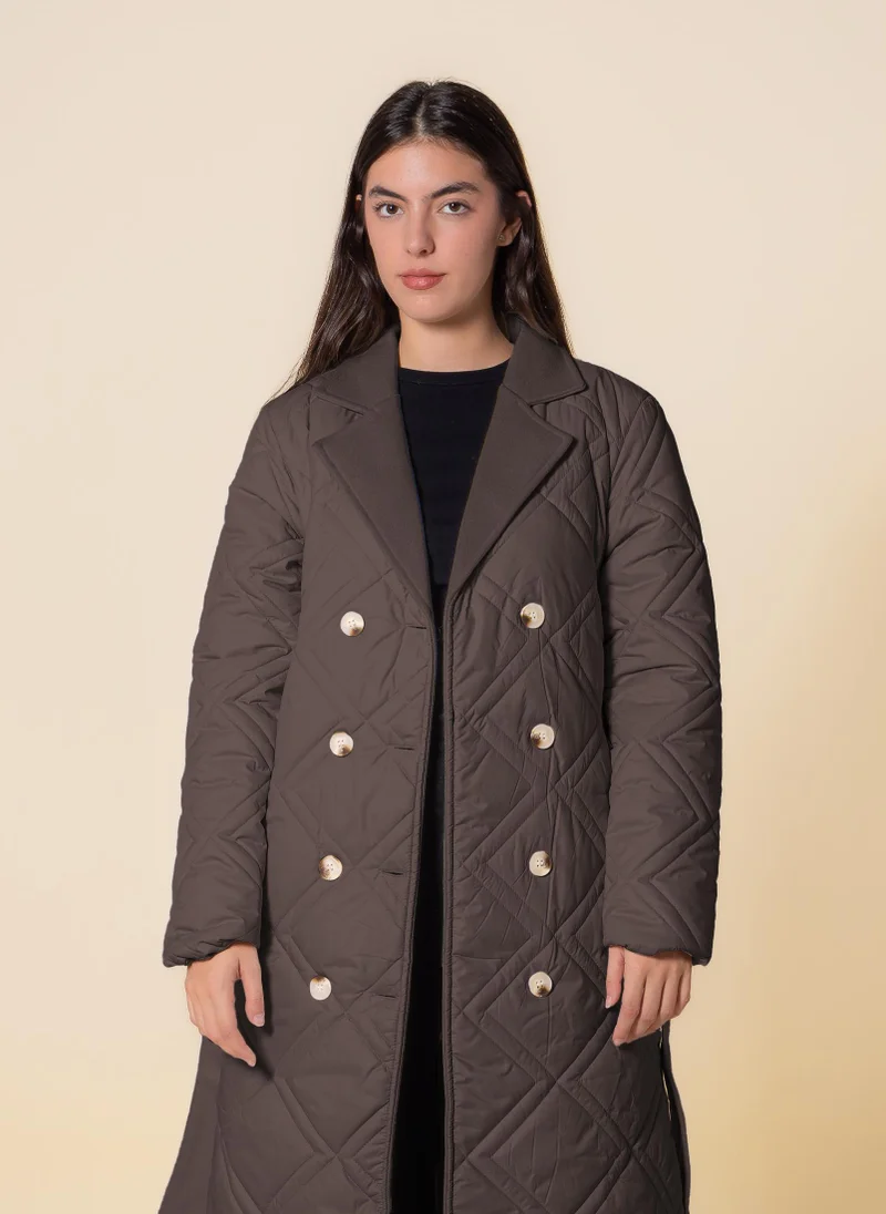 SHAPES DETAILED LONG PUFFER JACKET