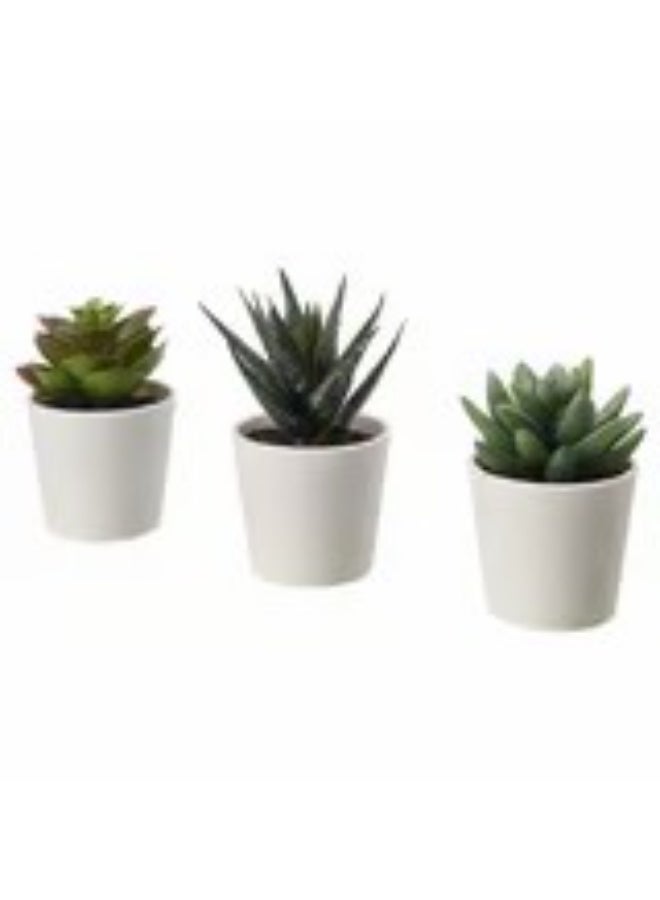 Artificial potted plant with pot in outdoor Succulent 6 cm 3 pack - Image 1