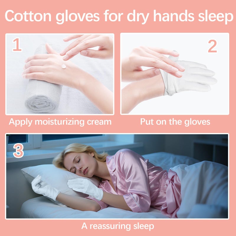 lipetol 36 Pcs White Cotton Gloves for Dry Hands Sleeping, Men&Women Soft Sleep Gloves for Eczema and Moisturizing Overnight, Stretchable SPA Glove Costume for Coin Jewelry Inspection, Art handling, Halloween - Image 5