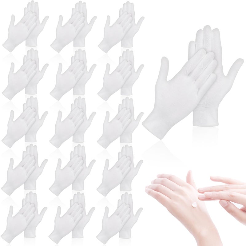 lipetol 36 Pcs White Cotton Gloves for Dry Hands Sleeping, Men&Women Soft Sleep Gloves for Eczema and Moisturizing Overnight, Stretchable SPA Glove Costume for Coin Jewelry Inspection, Art handling, Halloween - Image 1