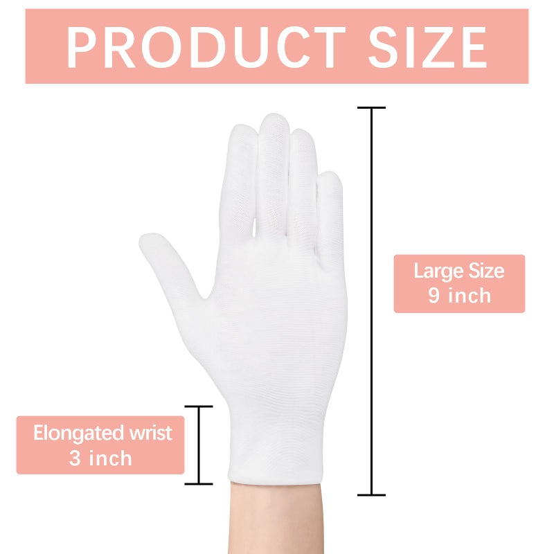 lipetol 36 Pcs White Cotton Gloves for Dry Hands Sleeping, Men&Women Soft Sleep Gloves for Eczema and Moisturizing Overnight, Stretchable SPA Glove Costume for Coin Jewelry Inspection, Art handling, Halloween - Image 2