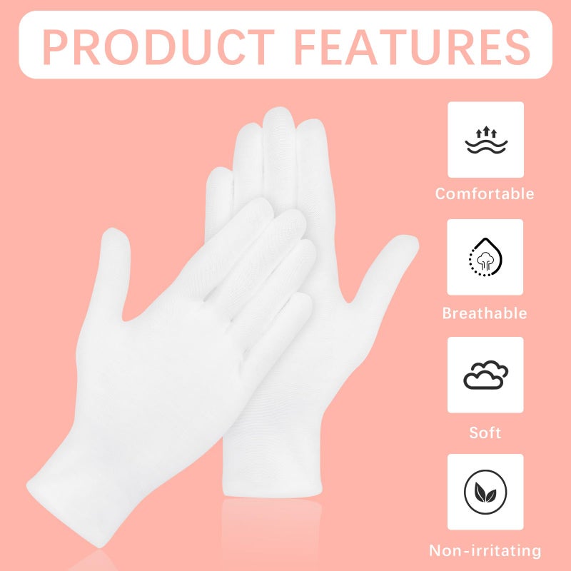 lipetol 36 Pcs White Cotton Gloves for Dry Hands Sleeping, Men&Women Soft Sleep Gloves for Eczema and Moisturizing Overnight, Stretchable SPA Glove Costume for Coin Jewelry Inspection, Art handling, Halloween - Image 4