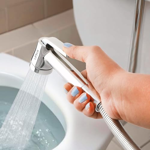 LIPKA Dhruv Brass Health Faucet with 1 Miter Stainless Steel Shower Tube & Hook | Durable High-Pressure Chrome Finish Health Faucet | Handheld Jet Spray for Bathroom Hygienic & Easy-to-Use | Silver - Image 1