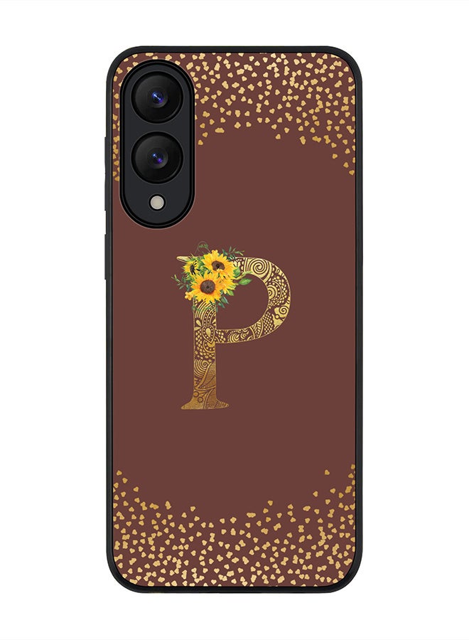 Stylizedd For Samsung Galaxy S25 Edge Case,Slim fit Camera Protection, Shockproof Thin Phone cover  - Custom Floral Monogram - P  (Brown )