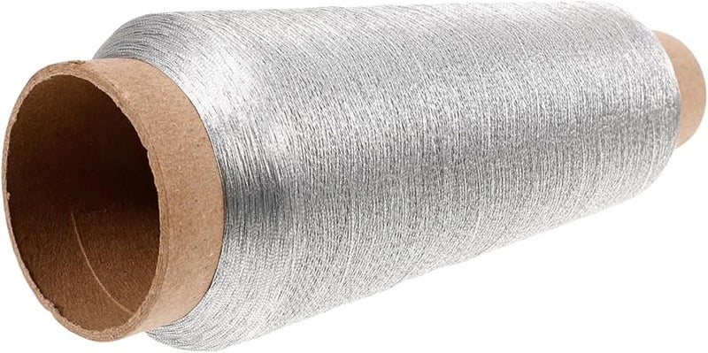 خيط التطريز الفضي المعدني 1500 ياردة بكرة تطريز آلي - Image 2