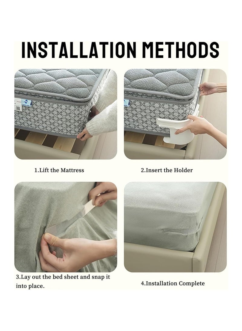 Lock Sheet Holders - Bed Sheet Holder for Corners Keep Sheets Firm & Tight - Heavy Duty Bed Sheet Holder Corner Fitted Sheet Straps Fit All Mattress Size (Grey-4pcs)  - Image 5