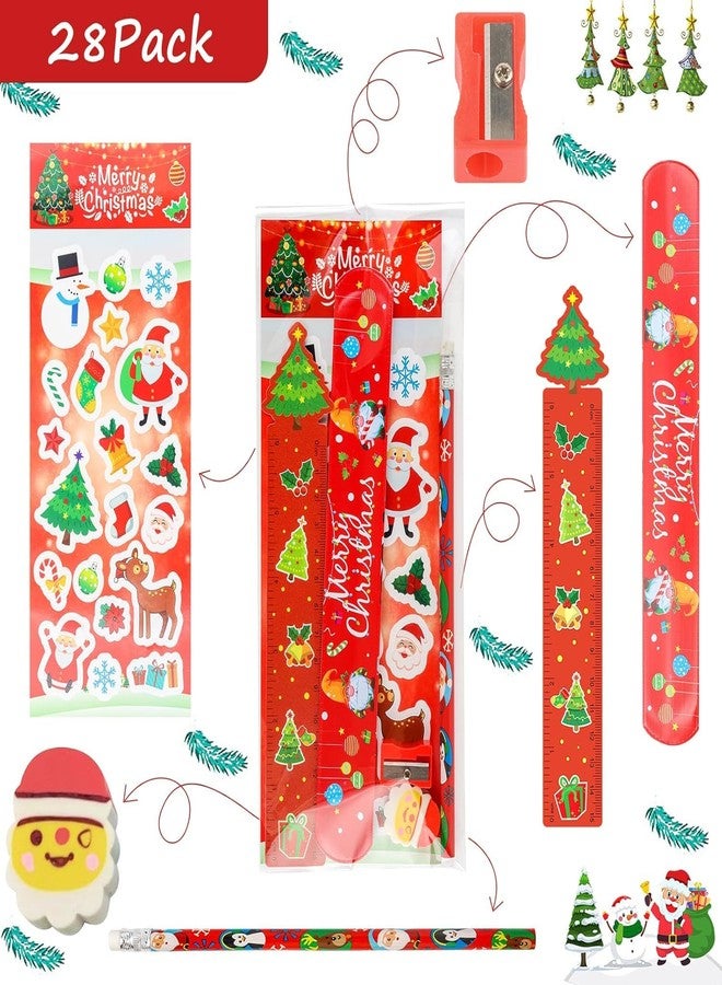 ANPHILE 28 Pack Christmas Stationery Party Favors, Christmas Classroom Gifts for Students with Pencils Rulers Erasers Stickers Xmas Goodie Bags for Kids Class Gifts Bulk Prizes Holiday Gift - Image 5