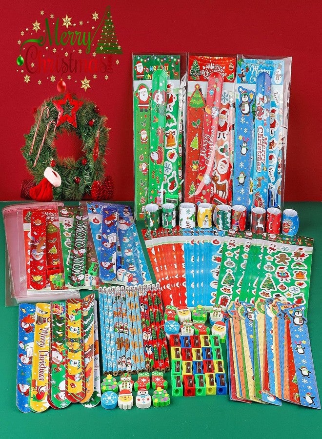 ANPHILE 28 Pack Christmas Stationery Party Favors, Christmas Classroom Gifts for Students with Pencils Rulers Erasers Stickers Xmas Goodie Bags for Kids Class Gifts Bulk Prizes Holiday Gift - Image 3
