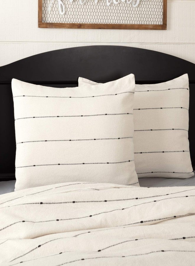 Piper Classics Farmcloth Stripe Standard Sham, 21" x 27", Urban Rustic Farmhouse Bedding, Natural Cream w/Black Stripes Pillow Cover - Image 3