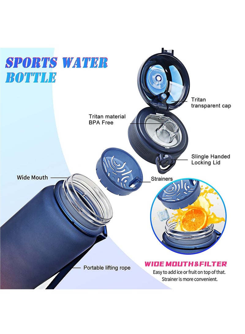 KANGZYUAN Sports Water Bottle 1000ML Protein Shaker Outdoor Travel Portable Leakproof Drinkware Plastic Drink Bottle BPA Free 1L blue red - Image 4