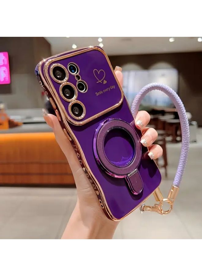 Blue Magnetic Stand Case For Galaxy S24 FE Soft Silicone Protective Cover - Image 2