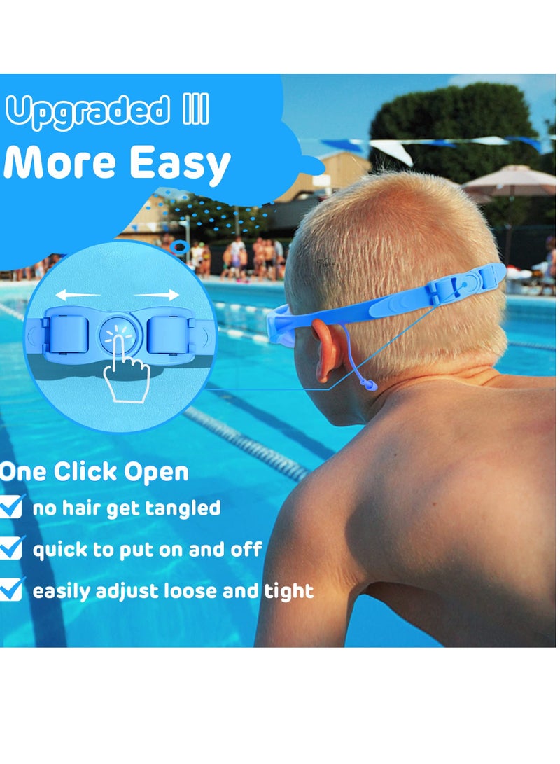 SOLARAE Kids Swim Goggles Upgraded Design Wide View Anit-Fog with Ea Plug No Leak Water Pool Goggle Anti-Fog Waterproof for 3-12 2PCS - Image 3