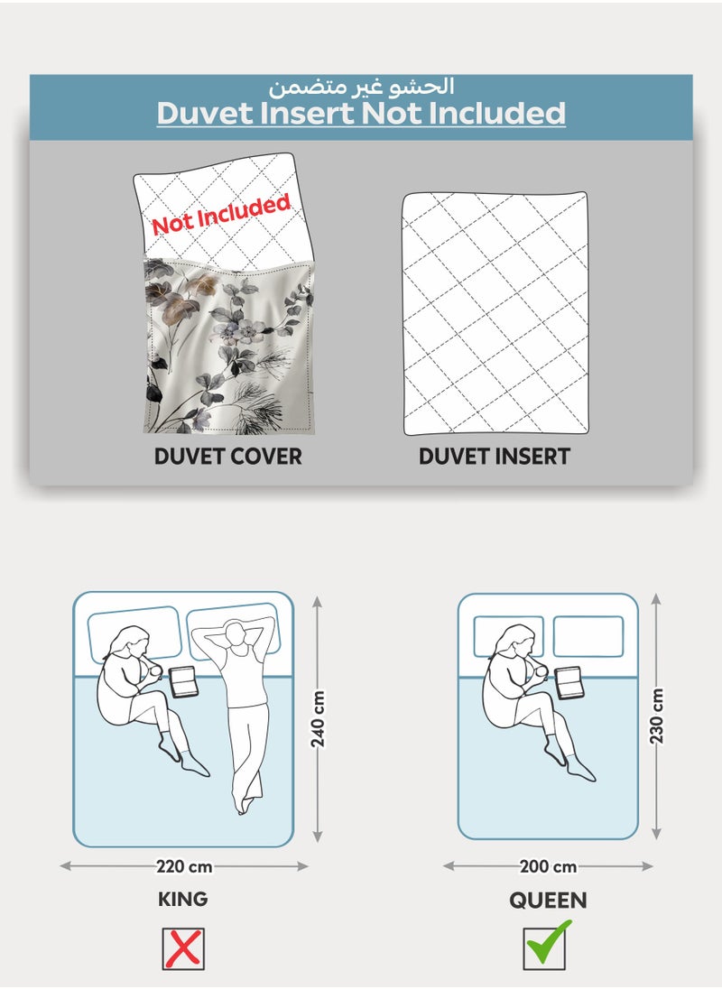 Donetella Printed Duvet Set, Queen Size 200x230 cm - 6-Pcs Bed Set, Microfiber Fabric - 1 Duvet Cover, 1 Fitted Sheet, 2 Pillow Shams, 2 Pillowcases (Filler Not Included)  - Image 2