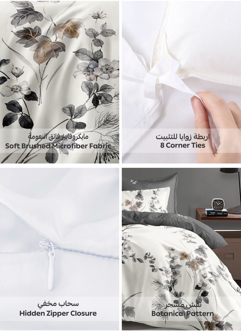 Donetella Printed Duvet Set, Queen Size 200x230 cm - 6-Pcs Bed Set, Microfiber Fabric - 1 Duvet Cover, 1 Fitted Sheet, 2 Pillow Shams, 2 Pillowcases (Filler Not Included)  - Image 4
