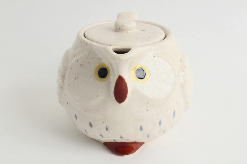 Minoribo Mino ware Japanese Pottery Teapot Kyusu Owl Shape made in Japan (Japan Import) CPK103 (Chiffon White) - Image 2