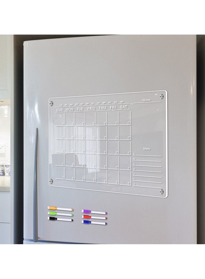 Acrylic Magnetic Monthly Calendar Whiteboard for Refrigerator - Dry Erase Planning Board with Markers - Kitchen Organizer for Home & Office - Image 4