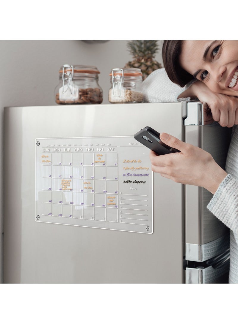 Acrylic Magnetic Monthly Calendar Whiteboard for Refrigerator - Dry Erase Planning Board with Markers - Kitchen Organizer for Home & Office - Image 3