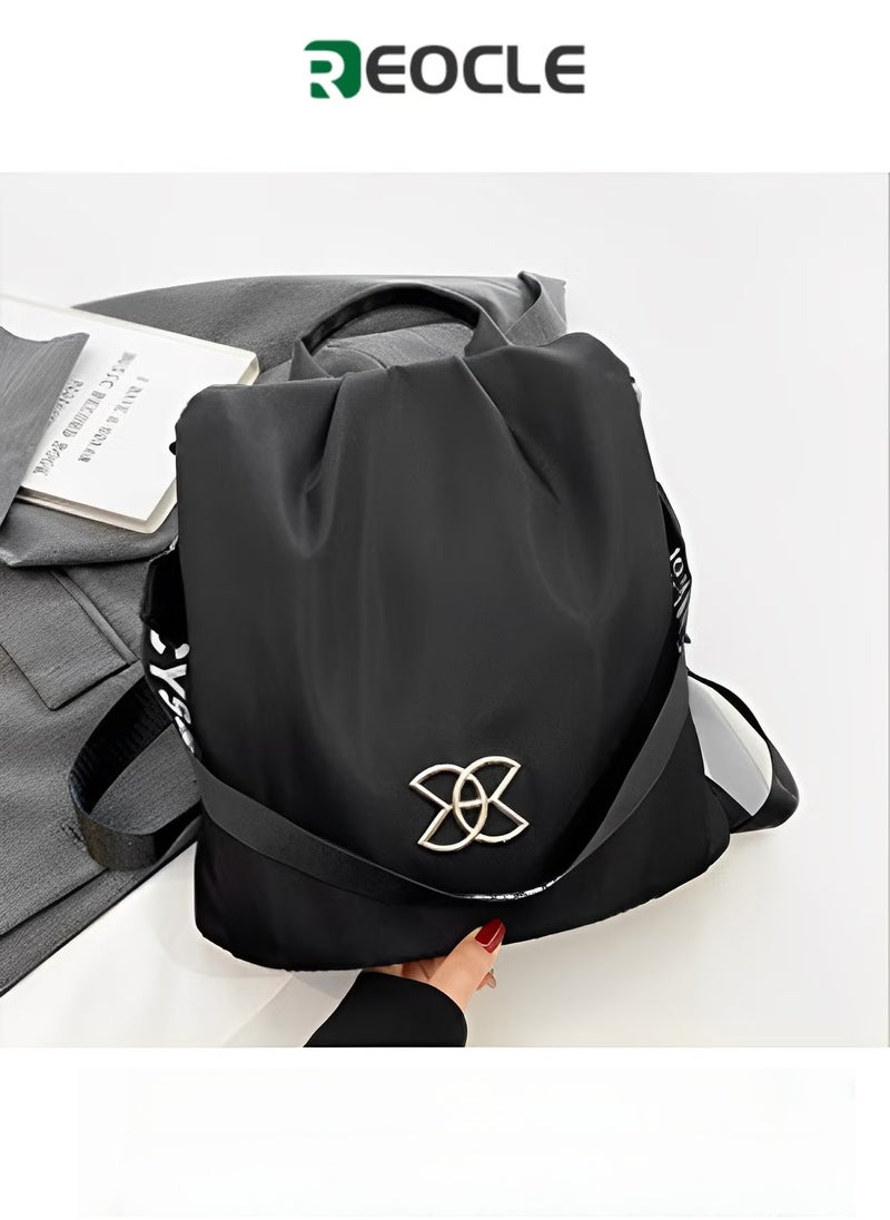 REOCLE Women's Backpack Purse PU Leather Anti-theft Casual Shoulder Bag Fashion Ladies Satchel Bags Waterproof Nylon Lightweight Shoulder Bag - Image 1
