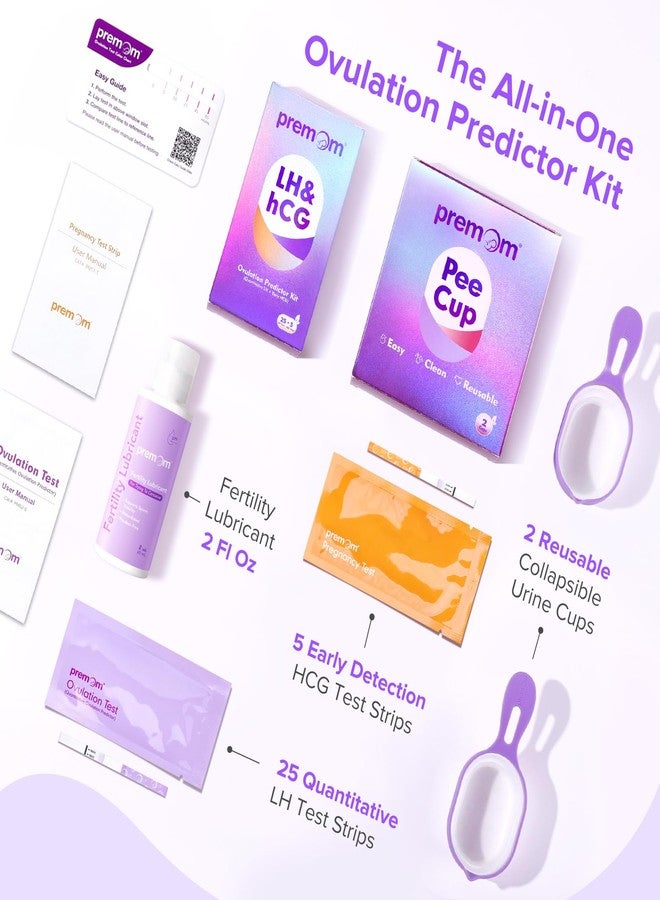 Premom Quantitative Ovulation & Pregnancy Test Kit with Sperm Friendly Fertility Gel: 25 LH + 5 HCG Strips + 2 Pee Cups + 2oz Fertility Gel | Accurate LH Tracking | pH Balanced | Works with Premom App - Image 5