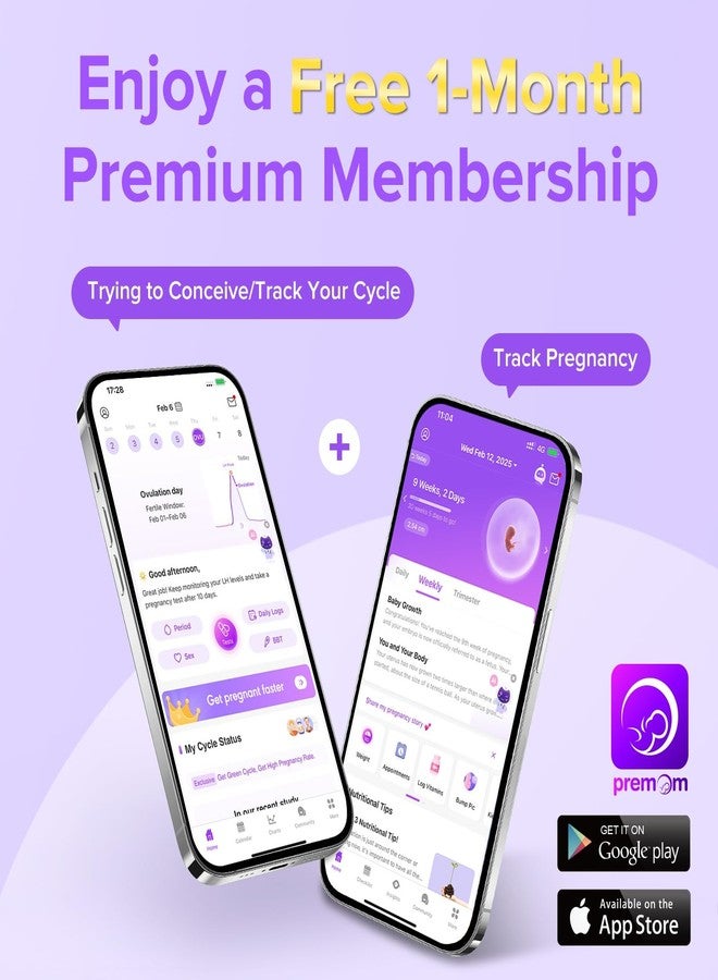 Premom Quantitative Ovulation & Pregnancy Test Kit with Sperm Friendly Fertility Gel: 25 LH + 5 HCG Strips + 2 Pee Cups + 2oz Fertility Gel | Accurate LH Tracking | pH Balanced | Works with Premom App - Image 3