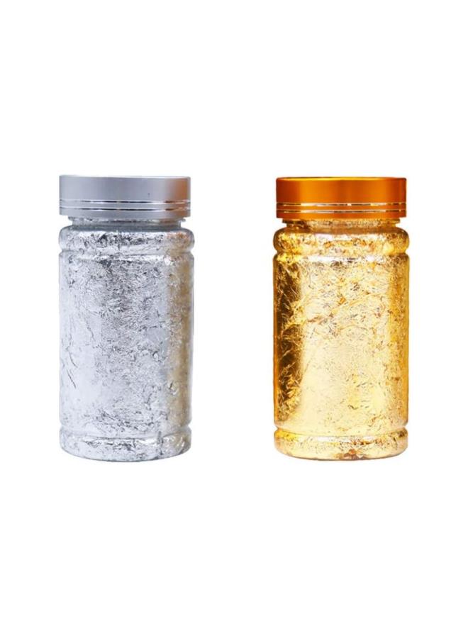 كلاراكو 3 قطع رقائق ورقية ذهبية مقلدة رقائق ورقية فضية للتذهيب والرسم والفنون والحرف اليدوية والأظافر والديكور المنزلي (فضي، ذهبي) - Image 1