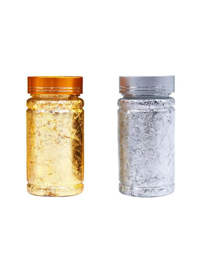 كلاراكو 3 قطع رقائق ورقية ذهبية مقلدة رقائق ورقية فضية للتذهيب والرسم والفنون والحرف اليدوية والأظافر والديكور المنزلي (فضي، ذهبي) - Image 2