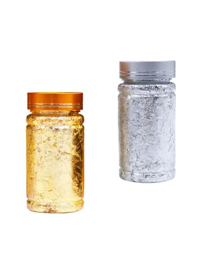 كلاراكو 3 قطع رقائق ورقية ذهبية مقلدة رقائق ورقية فضية للتذهيب والرسم والفنون والحرف اليدوية والأظافر والديكور المنزلي (فضي، ذهبي) - Image 3