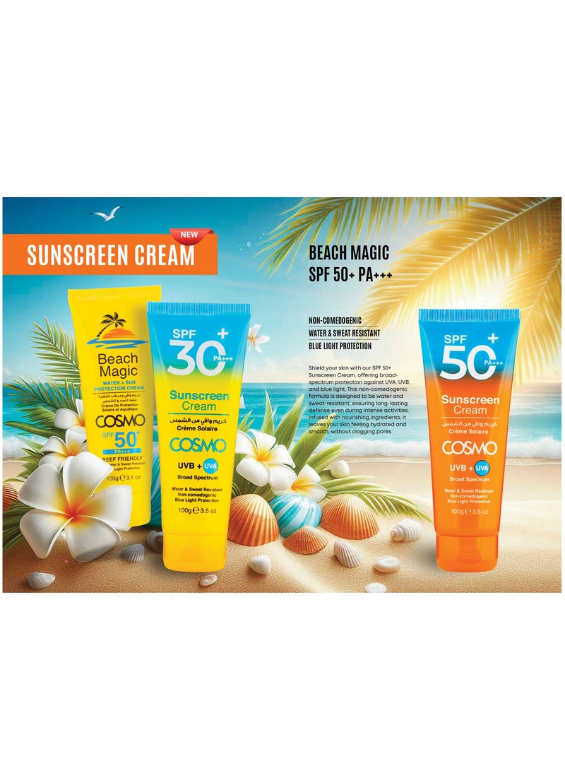كوزمو كريم كوزمو الواقي من الشمس SPF 30+100g حماية من الأشعة فوق البنفسجية UVB/UVA للرجال والنساء - Image 2