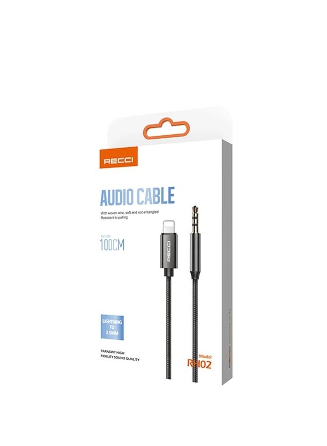 Recci Cable Lightning to Aux 3.5mm cable for car speaker or headphones, compatible with iPhone, 100cm Black - Image 5